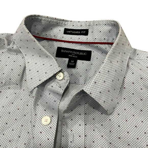 Banana Republic Gray Patterned Untucked Fit Button Down Shirt M - Picture 3 of 4